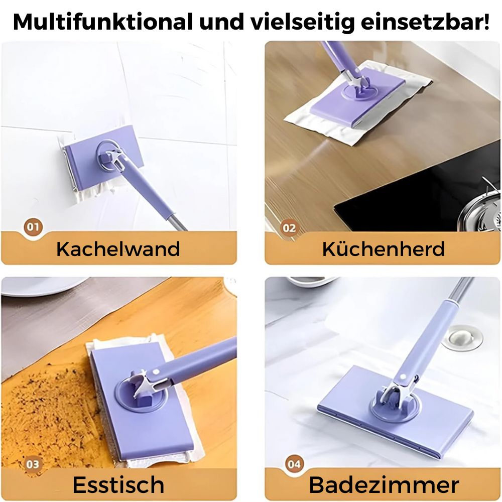 Wischmopp mit 360° Schwenkkopf und freihändigem Tuchwechsel