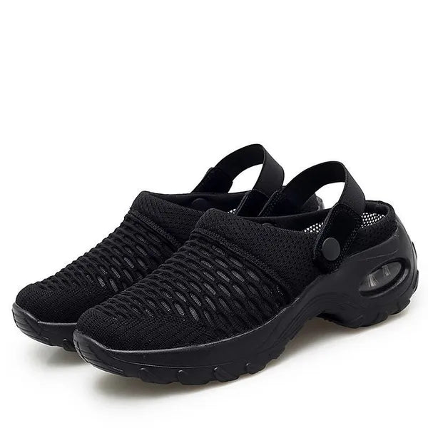 Orthopedic women's clogs - air-cushioning with mesh upper