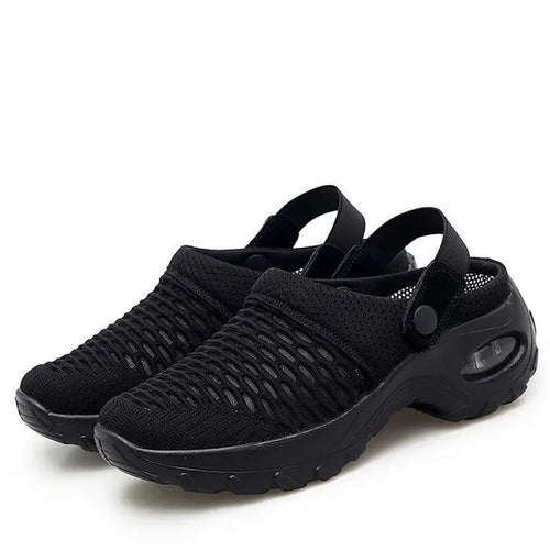 Orthopedic women's clogs - air-cushioning with mesh upper