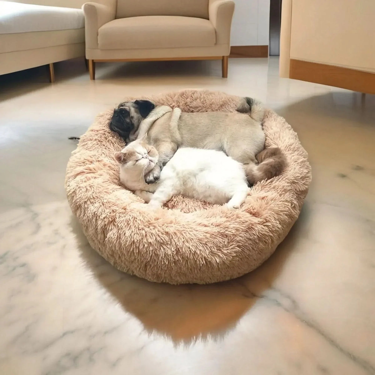 Soft dog bed with raised edge for restful sleep