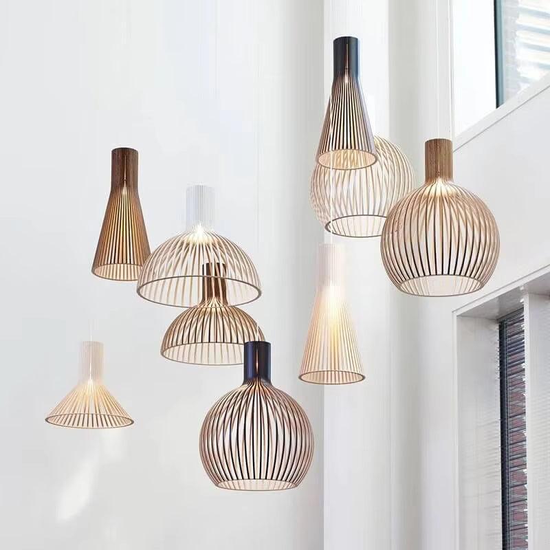 Wooden pendant light sphere - Organic pendant light for living spaces