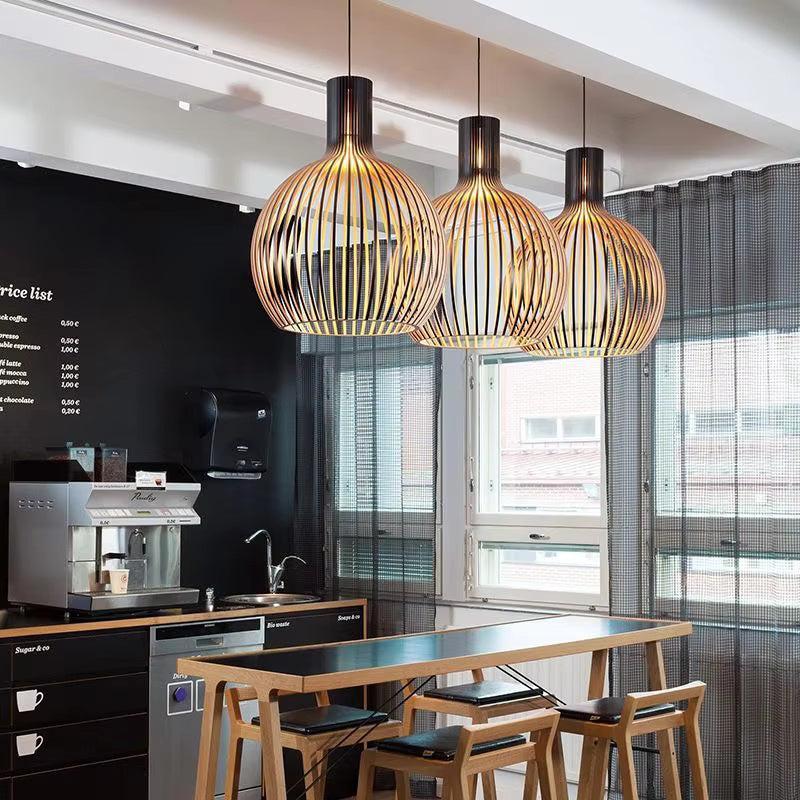 Wooden pendant light sphere - Organic pendant light for living spaces