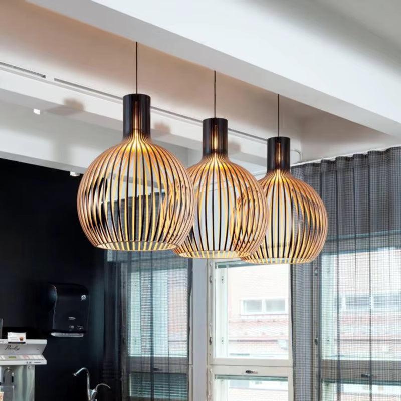 Wooden pendant light sphere - Organic pendant light for living spaces