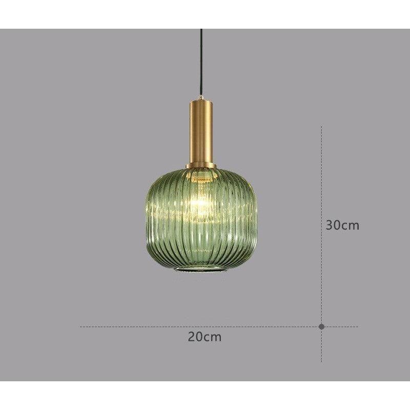 Pendelleuchte Riffelglas Vintage – Hängeleuchte mit Goldfassung E27