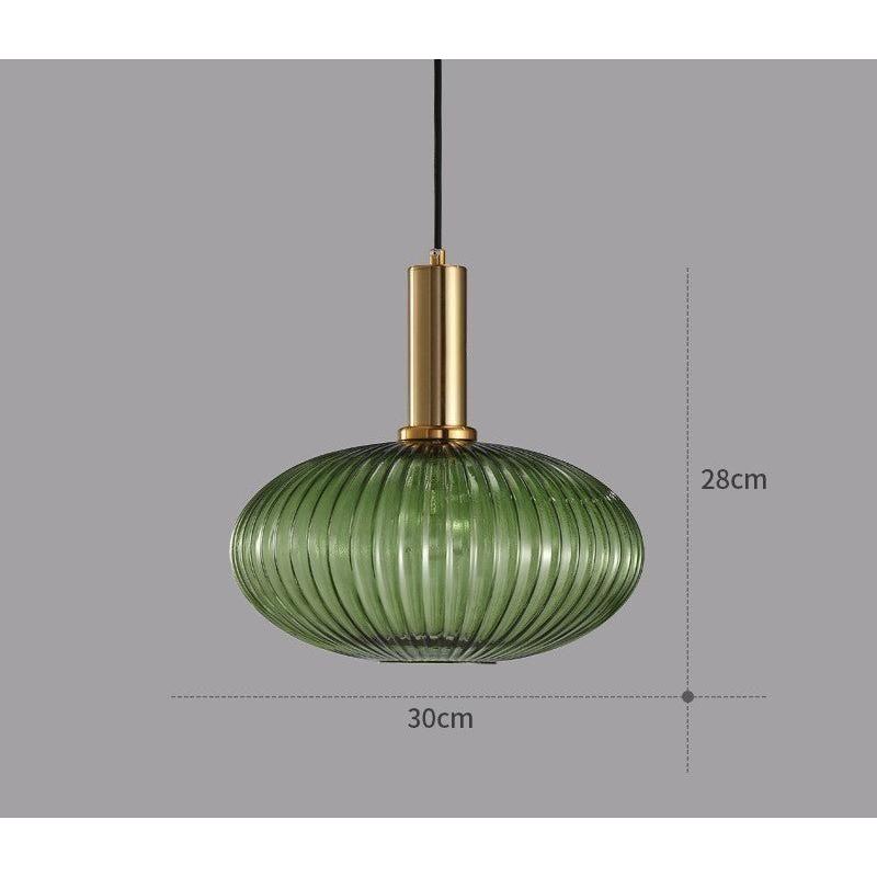 Pendelleuchte Riffelglas Vintage – Hängeleuchte mit Goldfassung E27