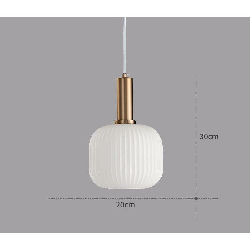 Pendelleuchte Riffelglas Vintage – Hängeleuchte mit Goldfassung E27