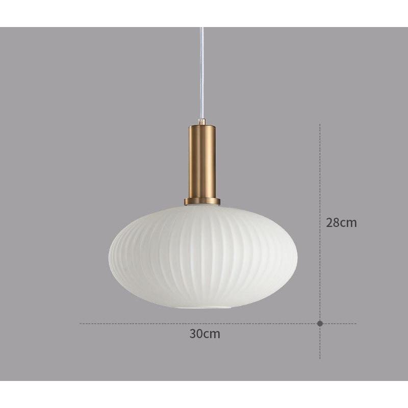 Pendelleuchte Riffelglas Vintage – Hängeleuchte mit Goldfassung E27