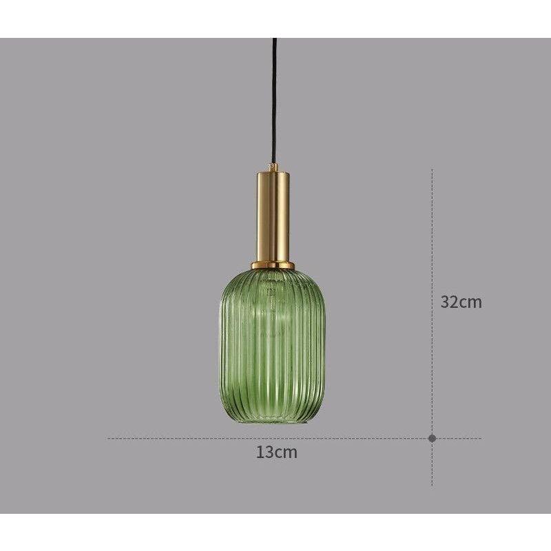 Pendelleuchte Riffelglas Vintage – Hängeleuchte mit Goldfassung E27
