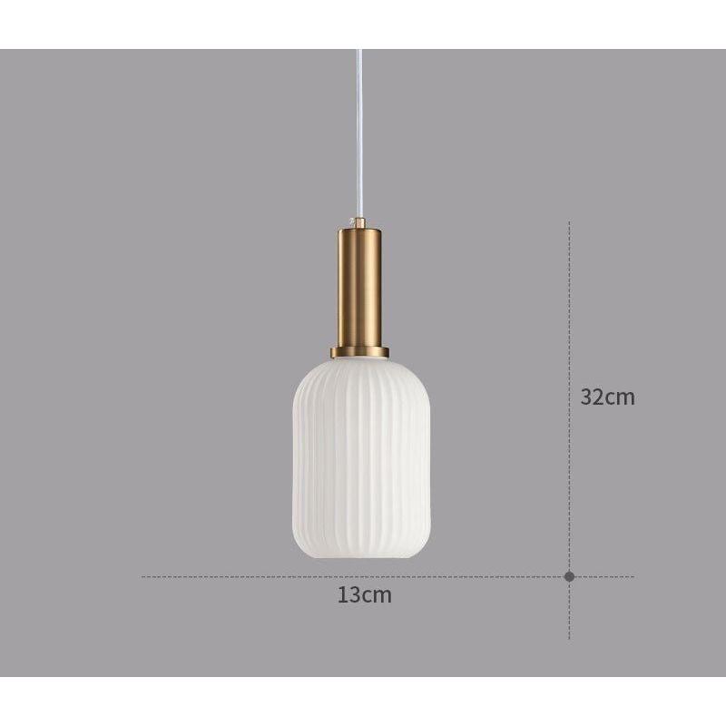 Pendelleuchte Riffelglas Vintage – Hängeleuchte mit Goldfassung E27