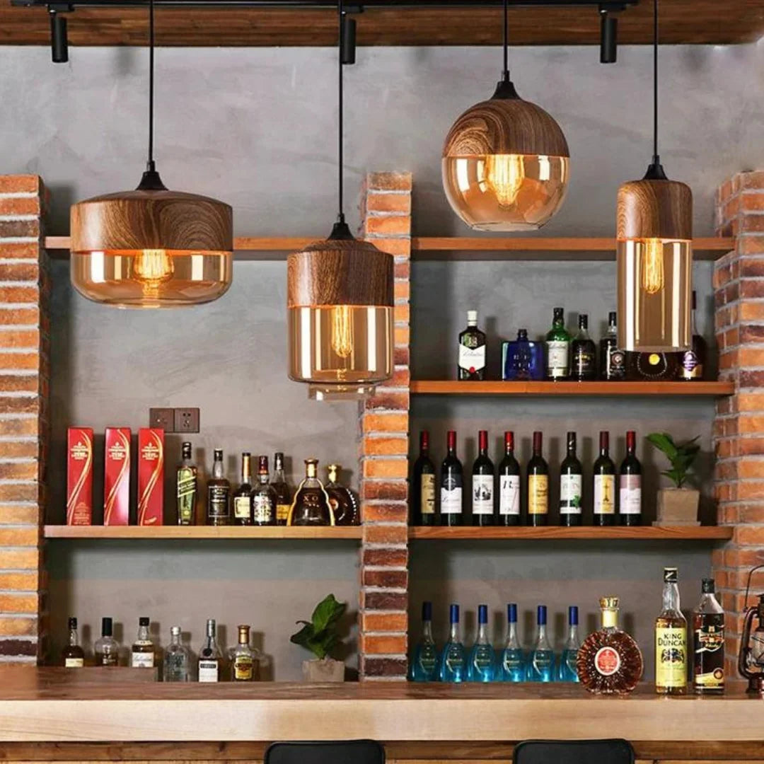 Scandinavian design glass & metal with a wood look