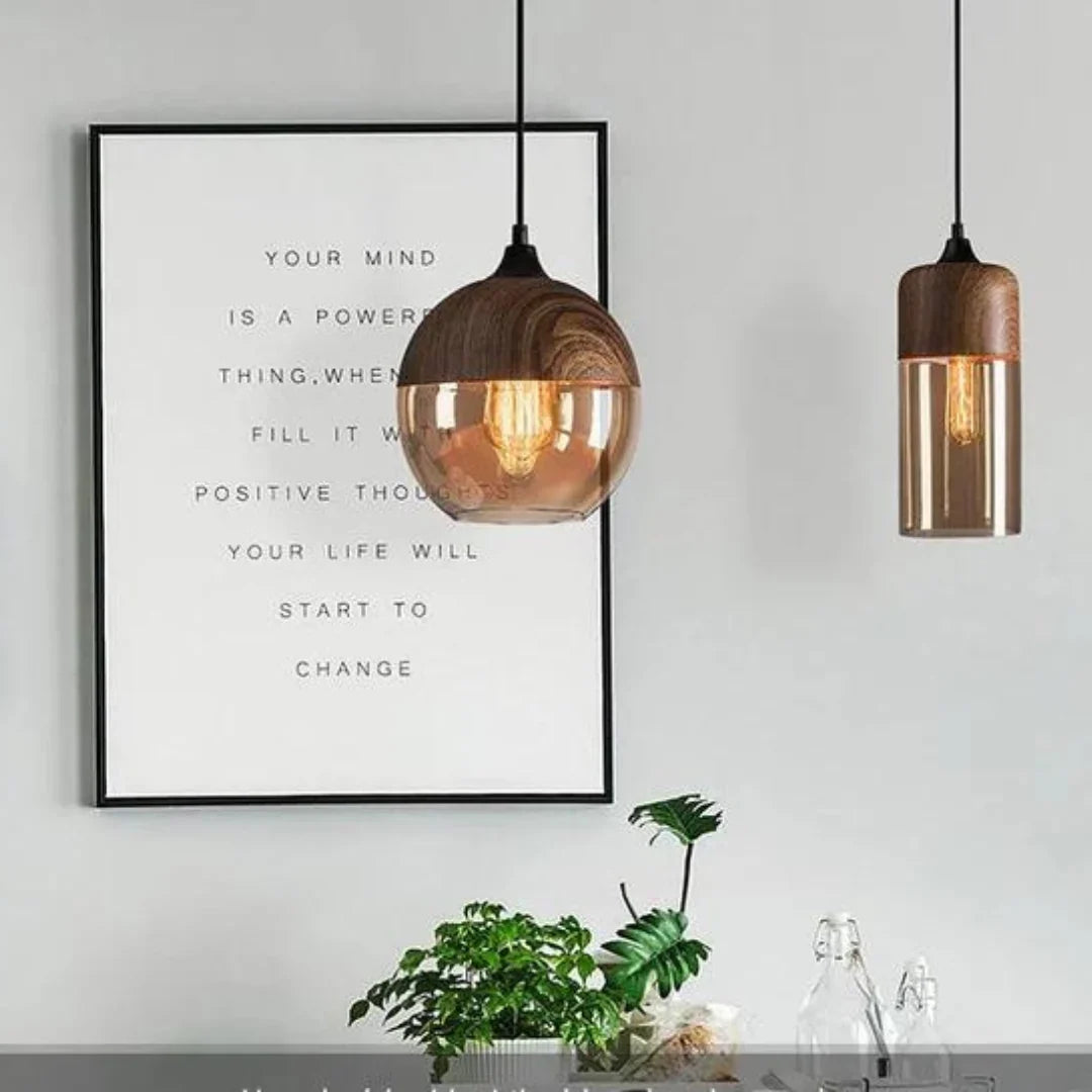 Scandinavian design glass & metal with a wood look