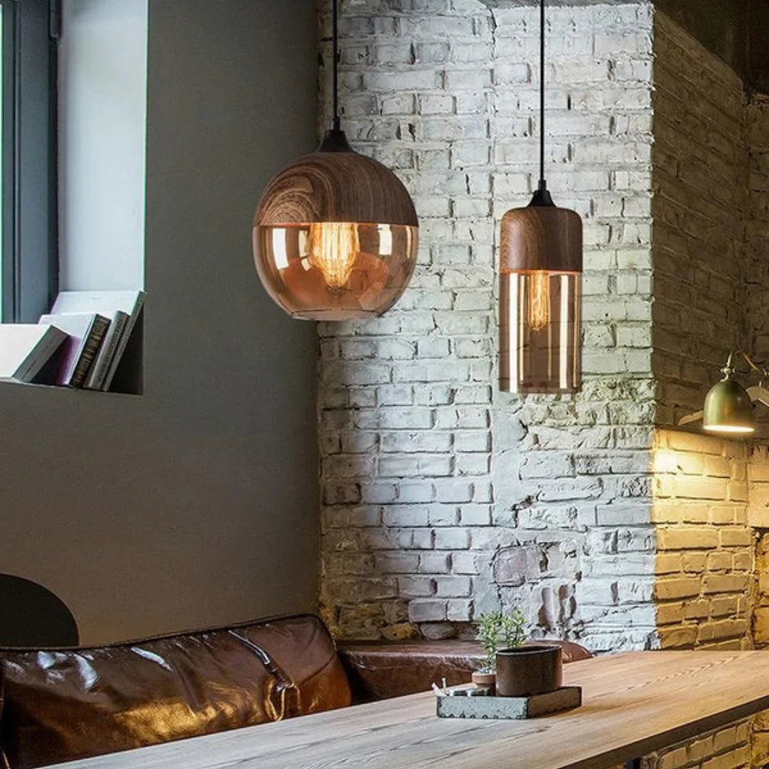 Scandinavian design glass & metal with a wood look