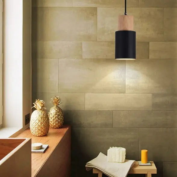Pendelleuchte aus Metall und Holz product image 8