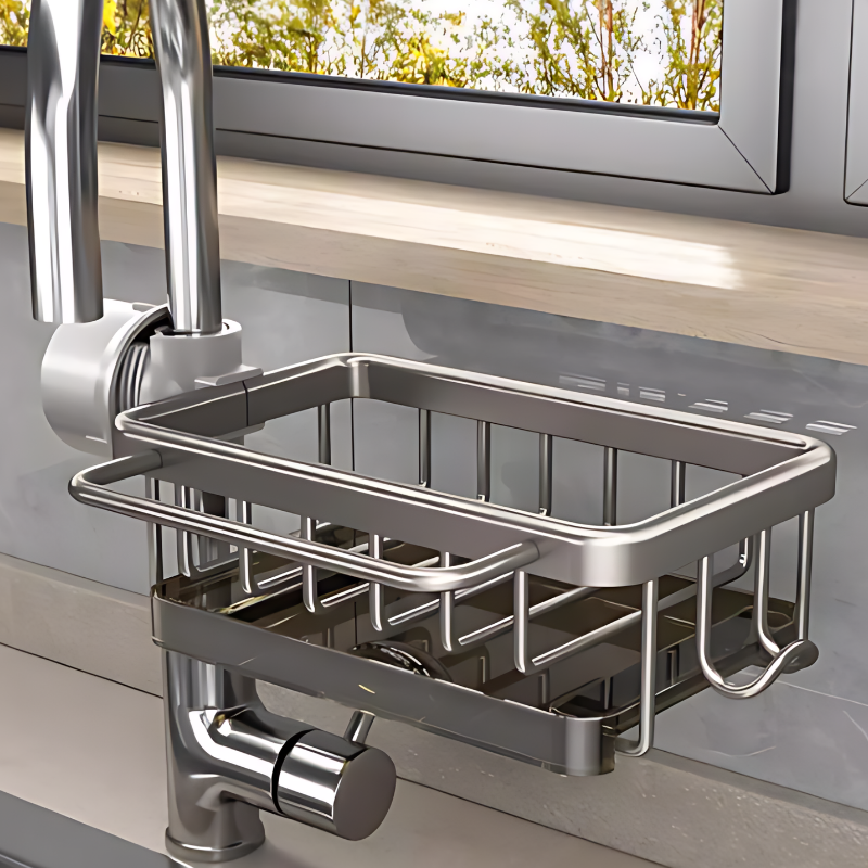 Sink Drain Rack – No Drilling Required, Made of Aluminum