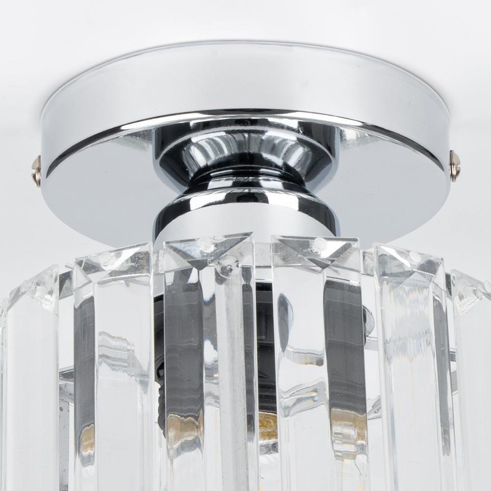 Quadratische Deckenleuchte aus Messing mit Kristallglas – elegantes