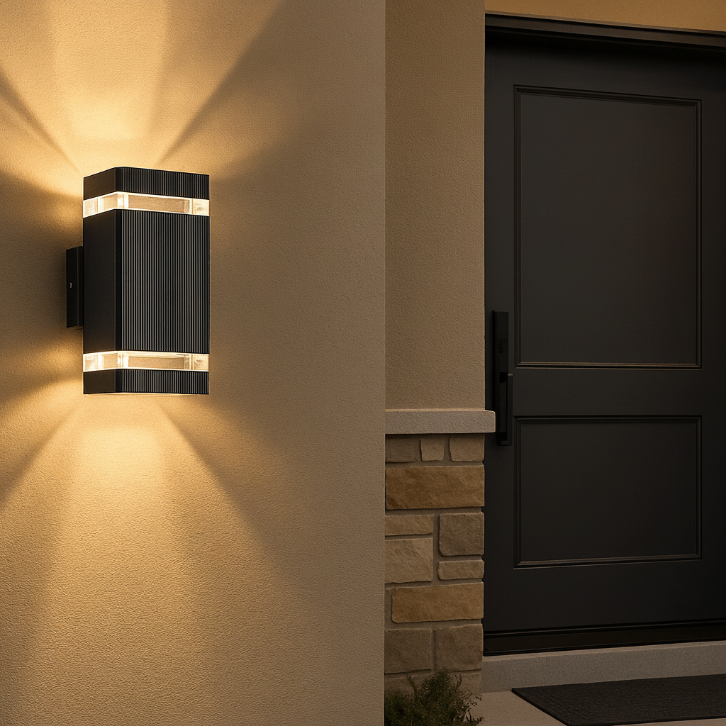 Outdoor up-down wall light for facades, gardens, and entrances