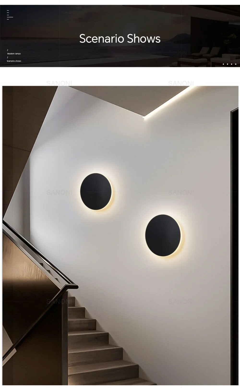 Round dimmable LED wall light - touch and sensor control