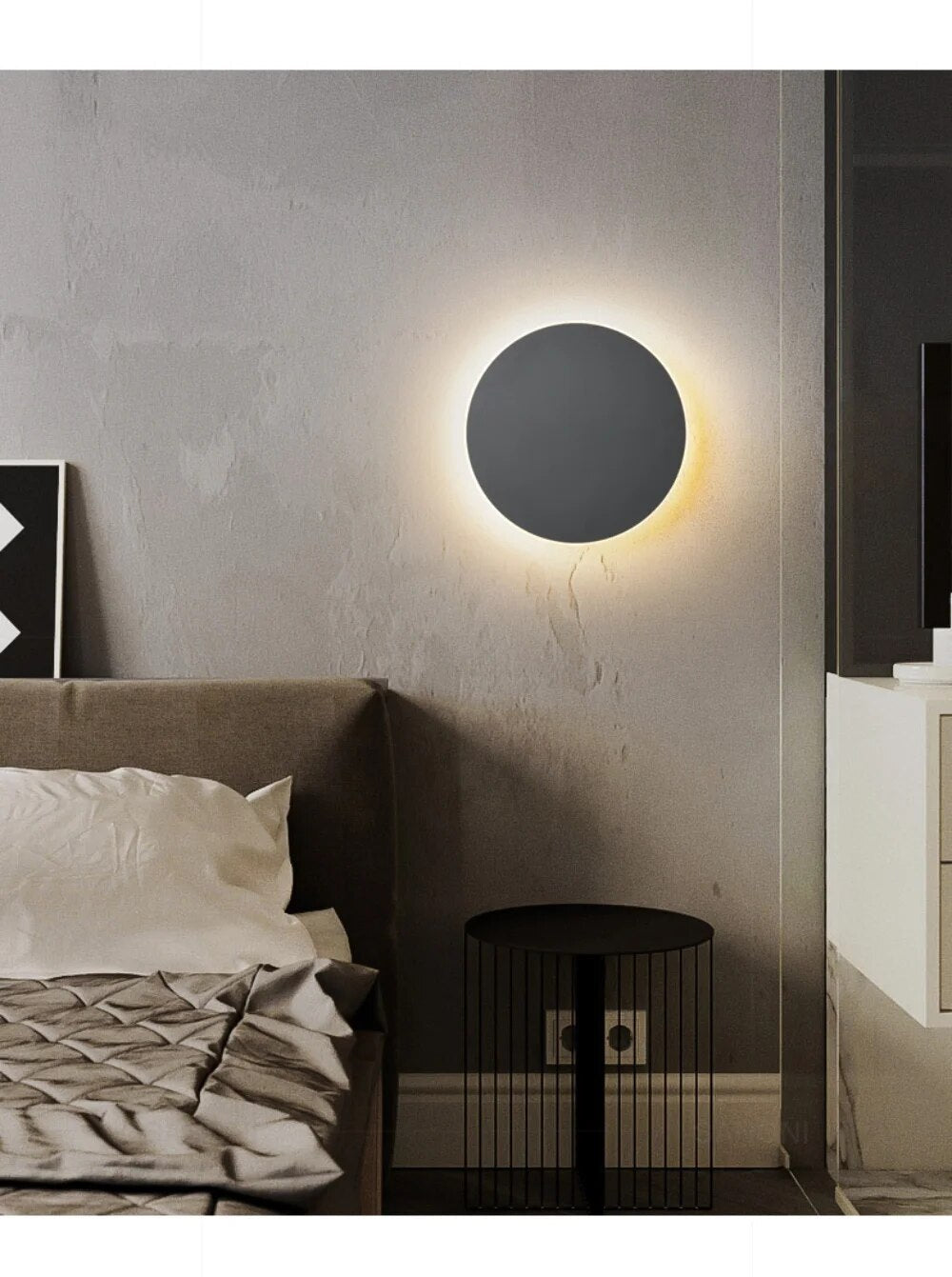 Round dimmable LED wall light - touch and sensor control