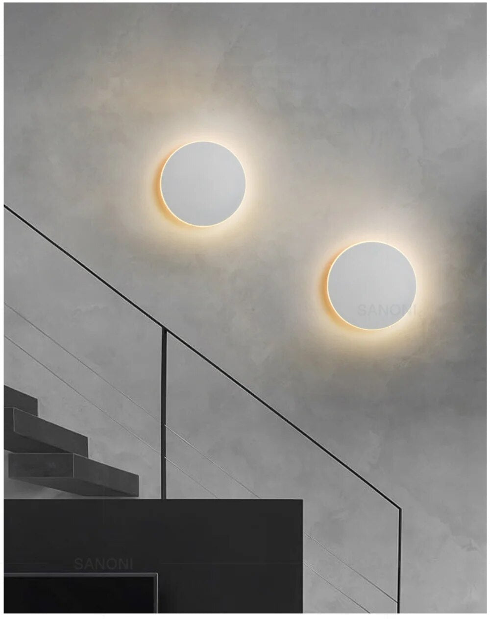 Round dimmable LED wall light - touch and sensor control