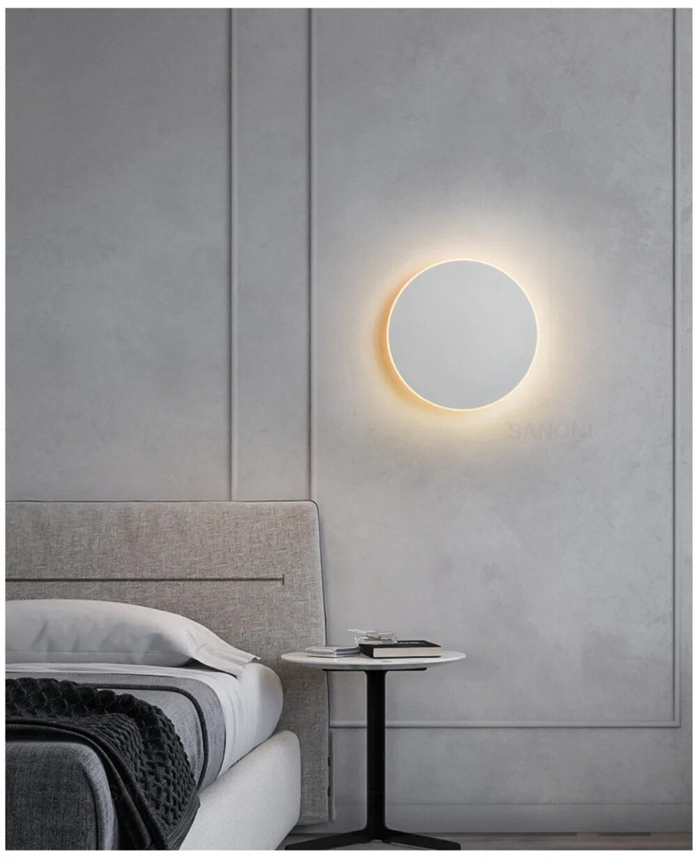 Round dimmable LED wall light - touch and sensor control