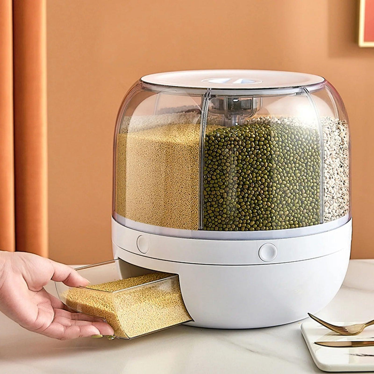 Rotierender Getreidespeicher mit luftdichten Fächern – 10 kg Kapazität