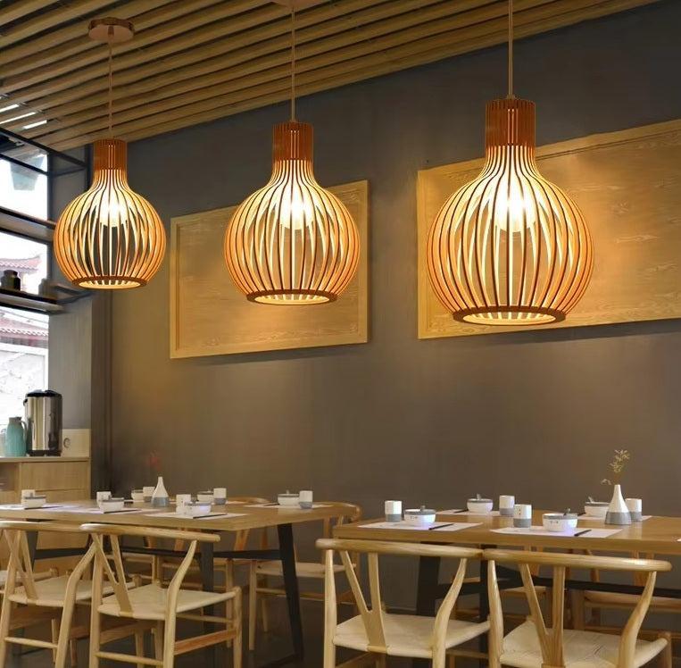 Wooden pendant light sphere - Organic pendant light for living spaces