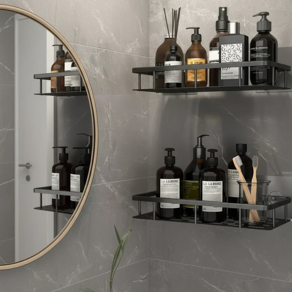 Self-Adhesive Shower Shelf Without Drilling – Corner Shelf for Bathroom