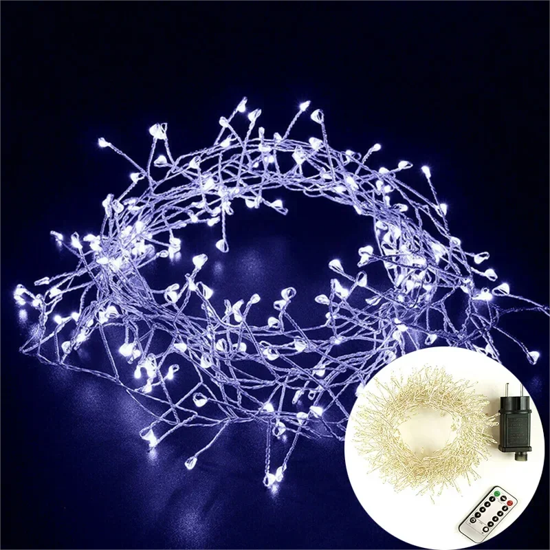 Cluster LED-Lichterkette Silberdraht warmweiß kaltweiß IP44 wasserdicht