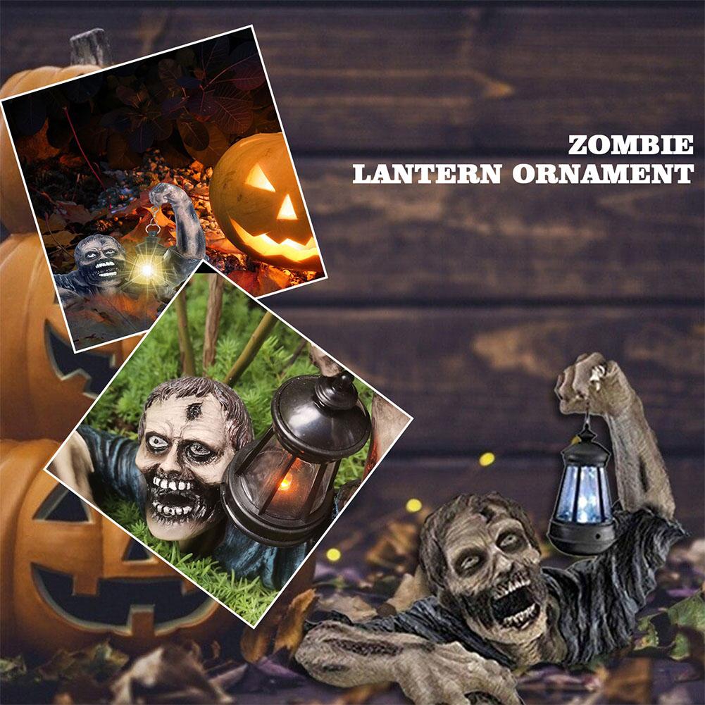 Halloween Zombie Laterne mit LED Beleuchtung – Gruselige Gartendeko aus