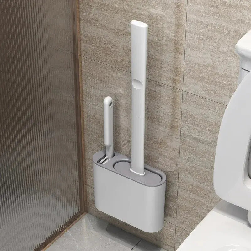 Silicone toilet brush with wall mount – 2-in-1 antibacterial