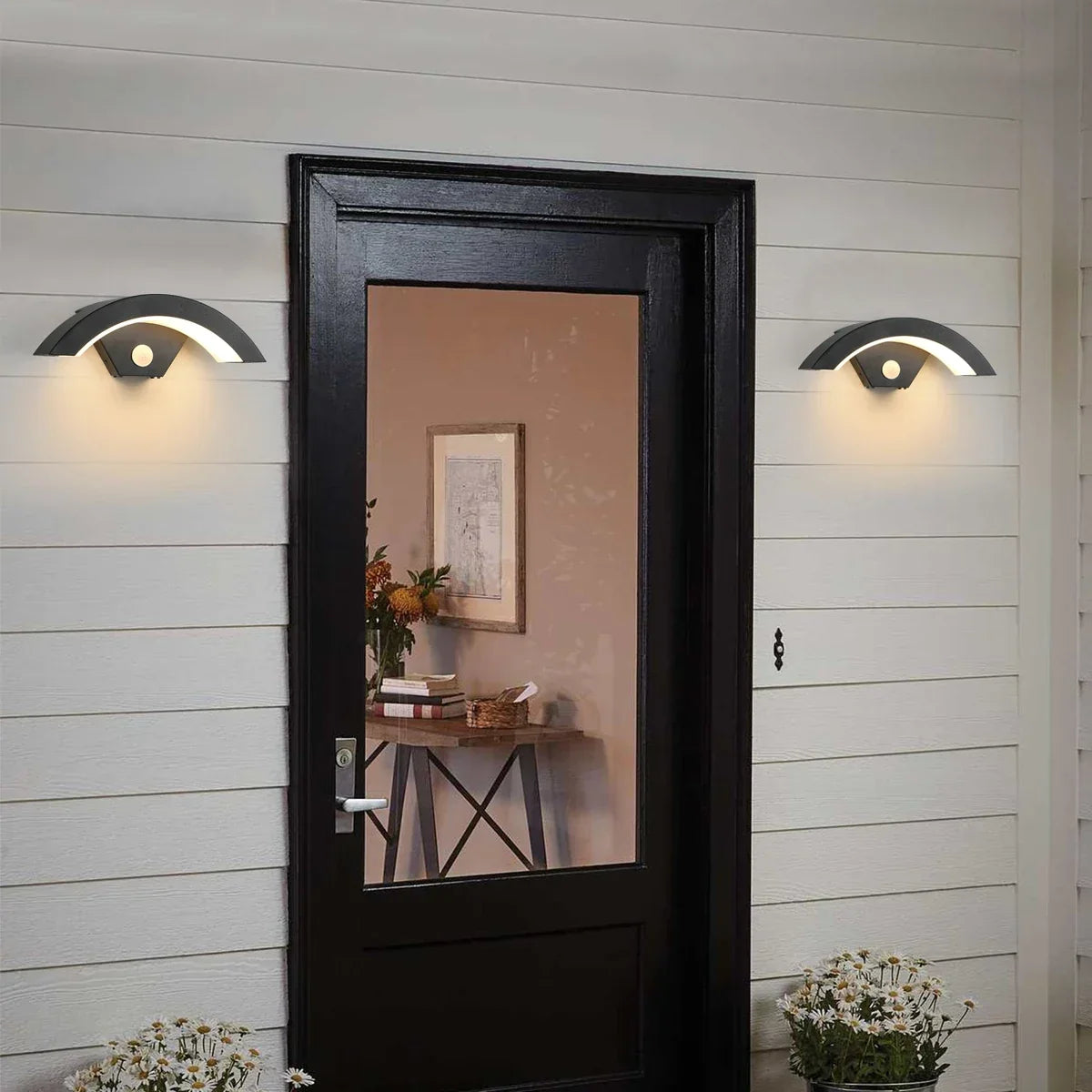 LED Außenwandleuchte 24W mit Bewegungsmelder – Warmweiß Schwarz