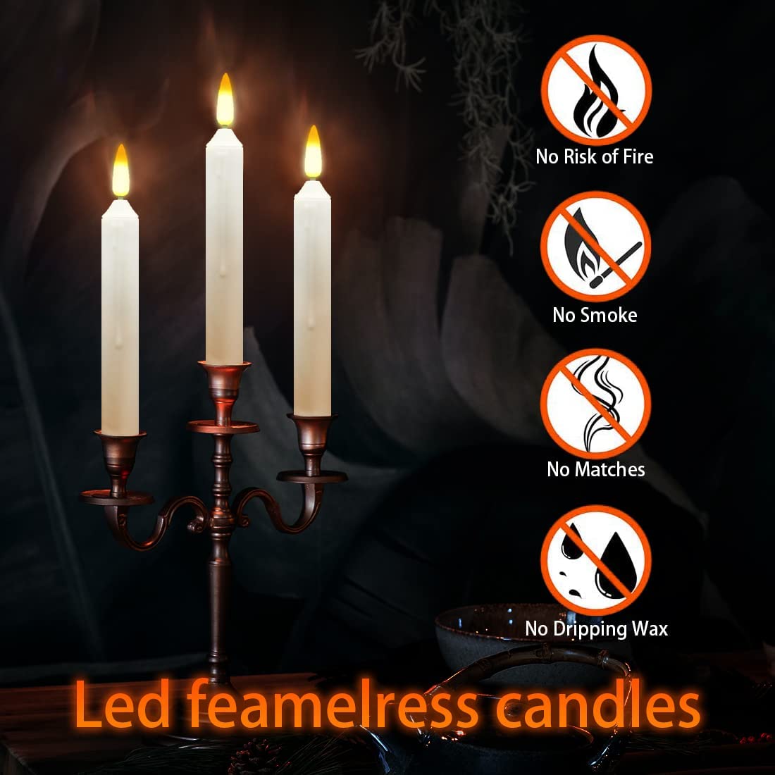 LED Kerzen Flammenlos Batteriebetrieben 12er Set mit Fernbedienung und Timer