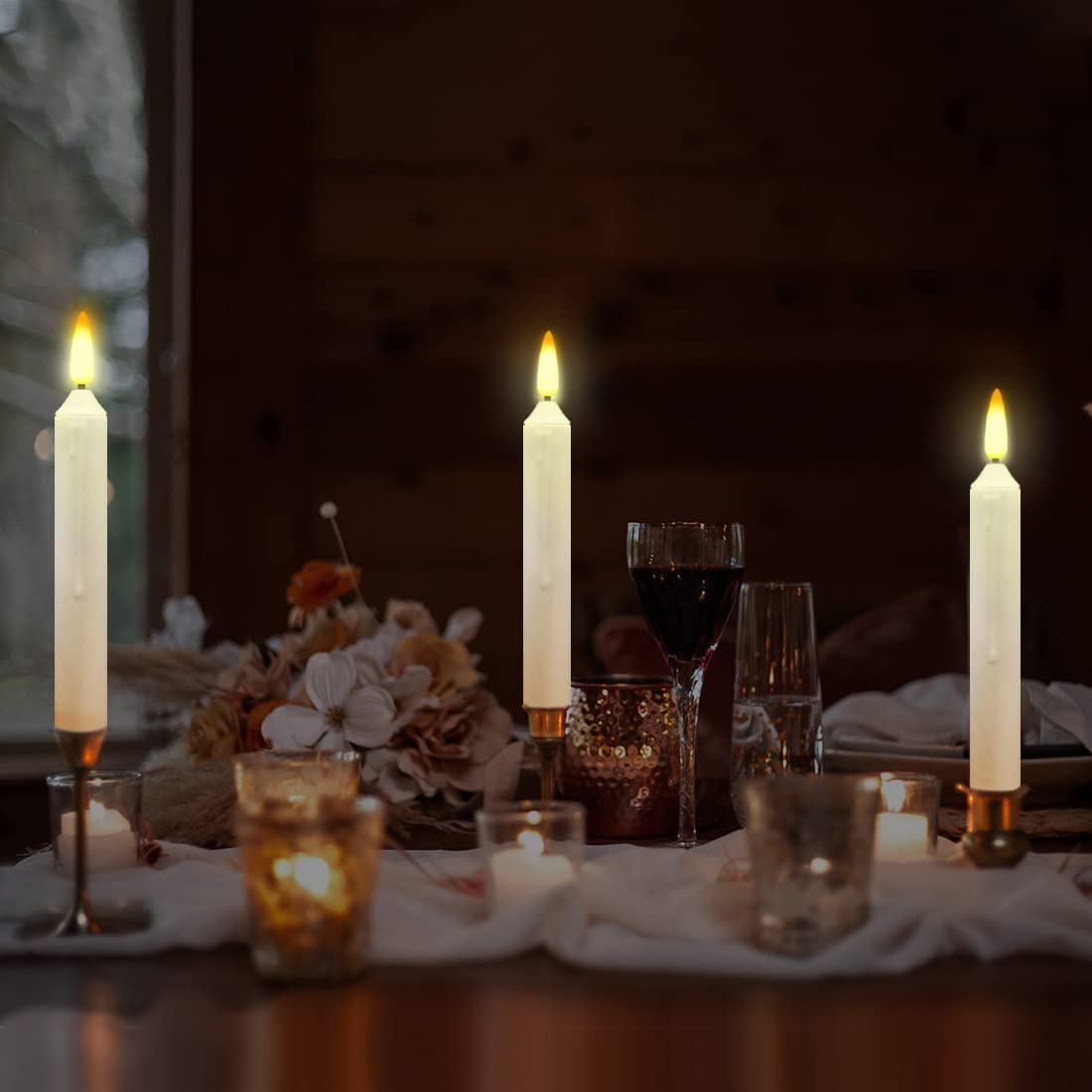 LED Kerzen Flammenlos Batteriebetrieben 12er Set mit Fernbedienung und Timer