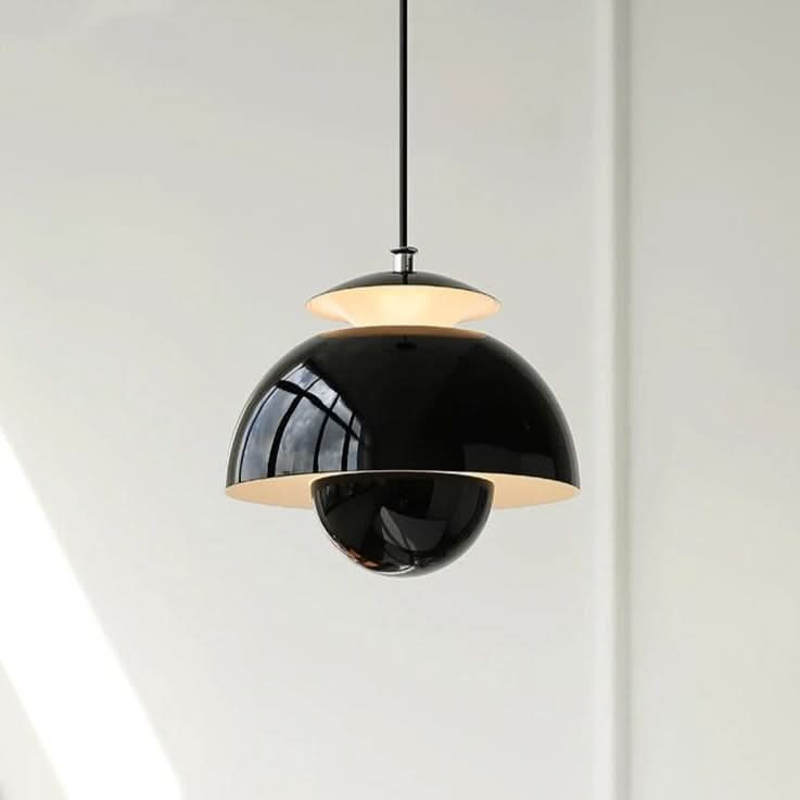 Retro ceiling light made of polished metal in the Art Deco style
