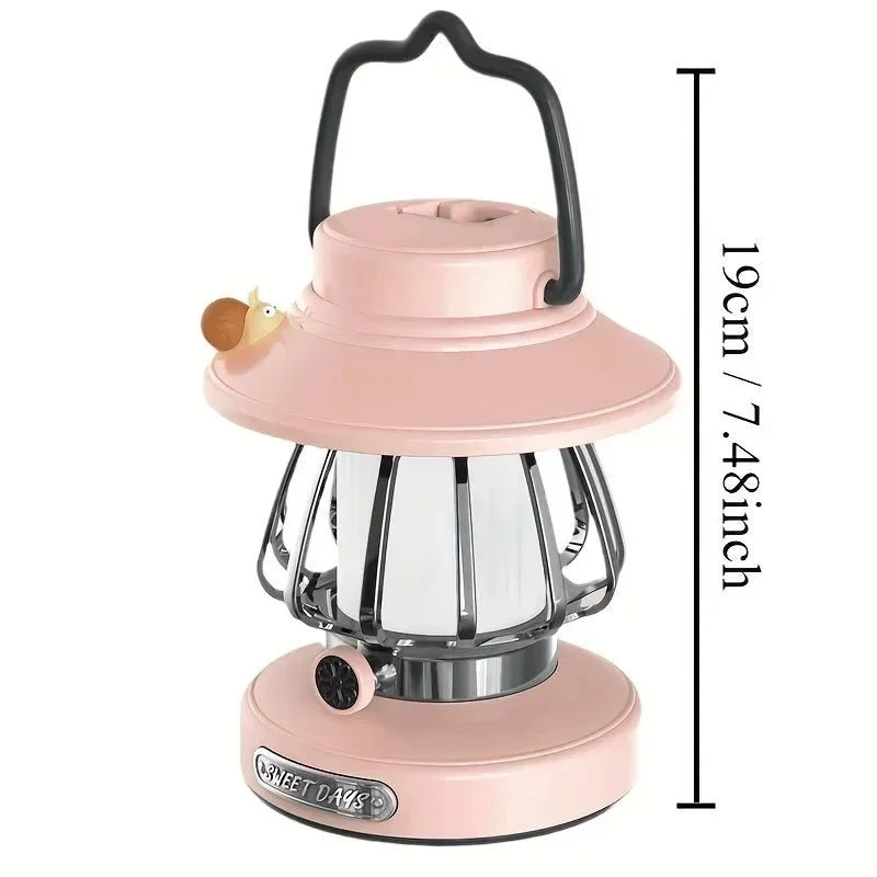 Rechargeable retro camping lamp - outdoor night light for tent