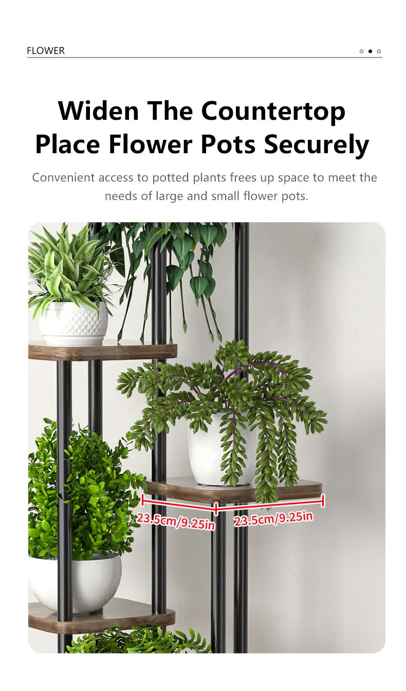 Pflanzenregal 5 Ebenen Metall Holz – Vertikaler Blumenständer