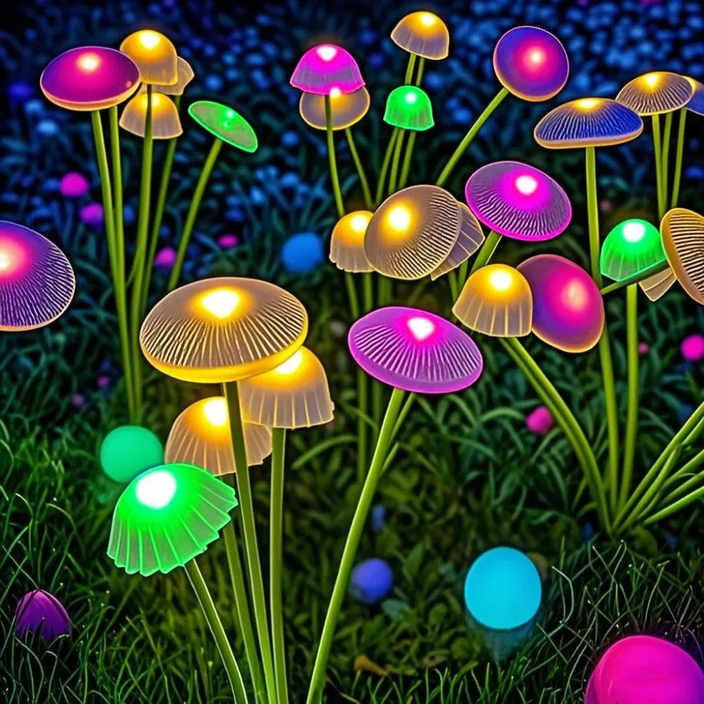 Solar-Pilzleuchten 2er-Set – 6 schwingende Köpfe, RGB oder Warmweiß product image 1