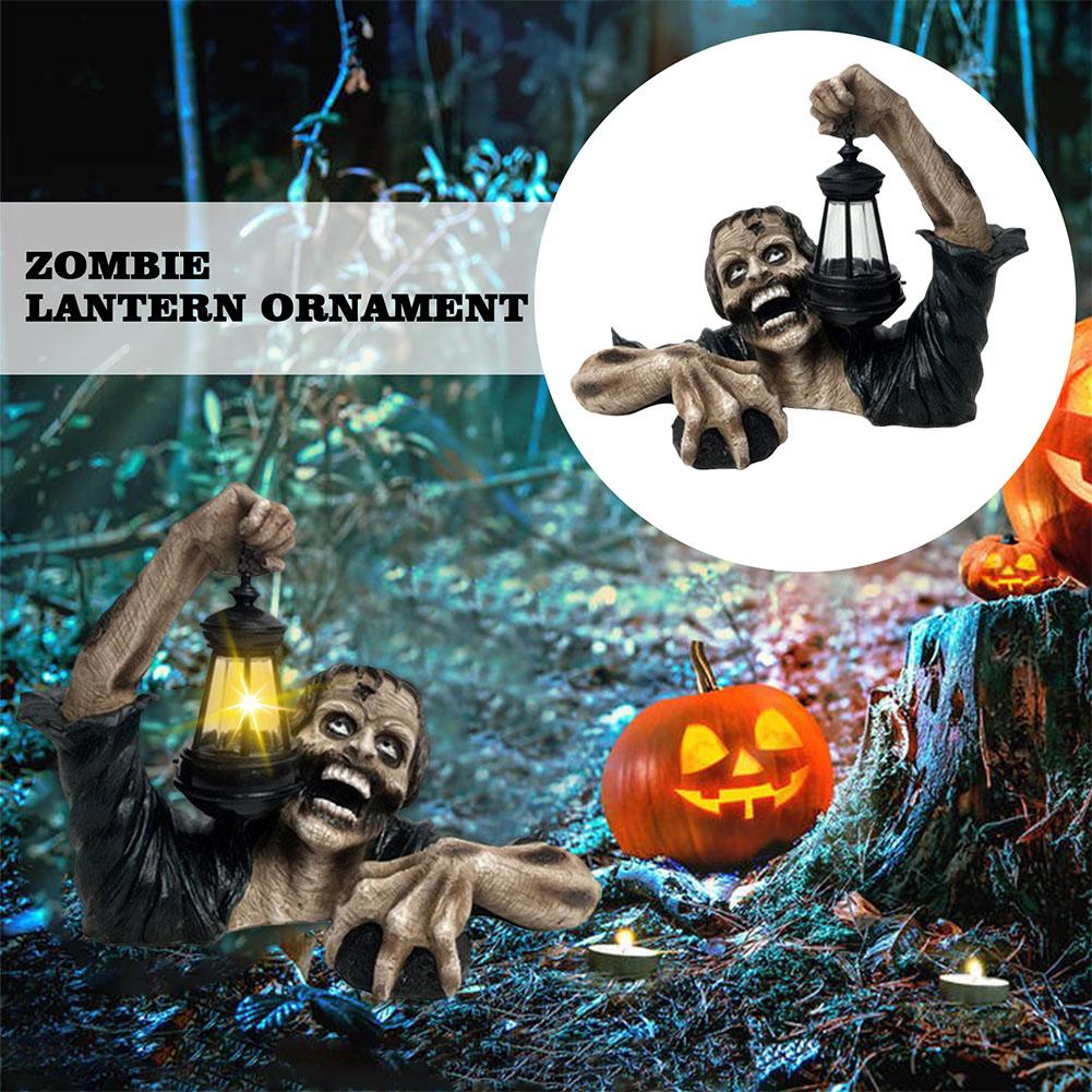 Halloween Zombie Laterne mit LED Beleuchtung – Gruselige Gartendeko aus