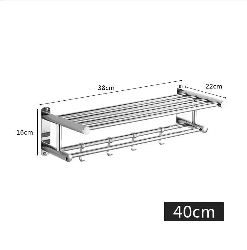 Stainless Steel Towel Rack with Shelf for Wall Mounting