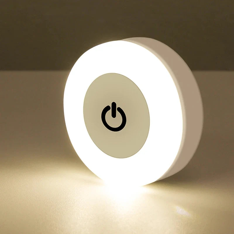 Rechargeable LED night light with touch control and magnetic mounting