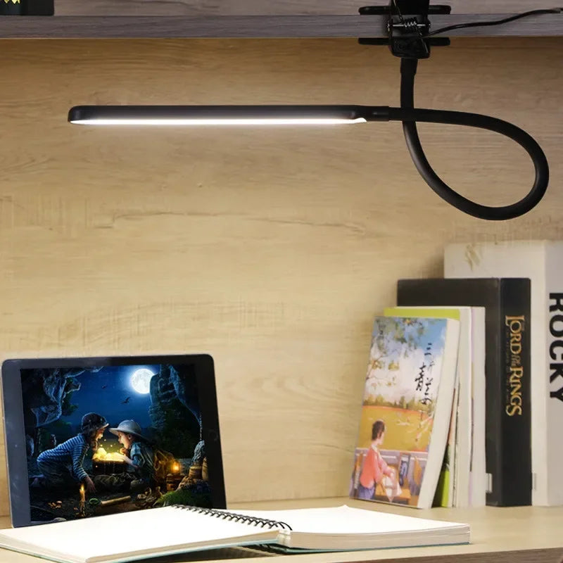 Klemmleuchte mit Schwanenhals – dimmbar, 3 Lichtfarben, USB