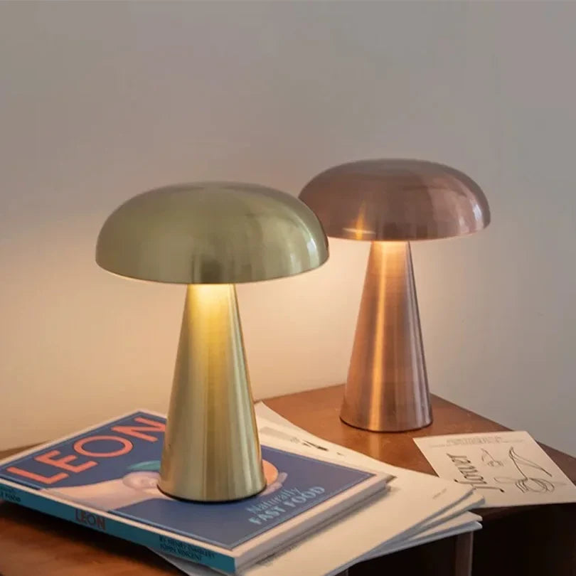 Pilz Tischlampe Retro LED dimmbar kabellos wiederaufladbar