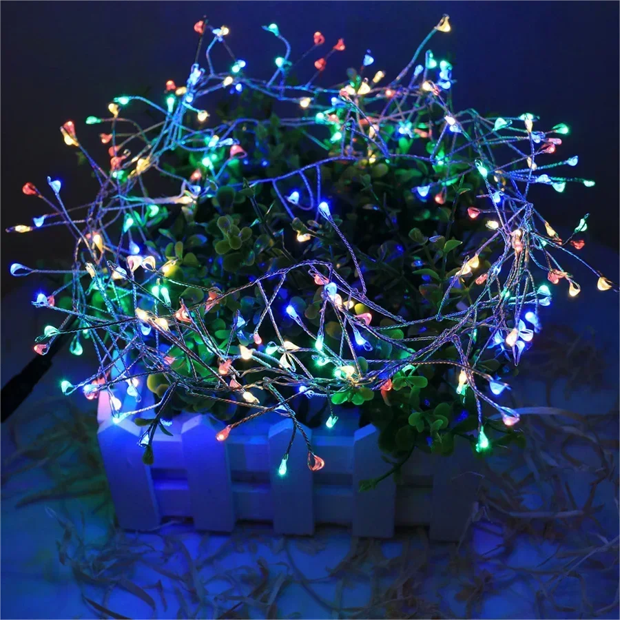 Cluster LED-Lichterkette Silberdraht warmweiß kaltweiß IP44 wasserdicht