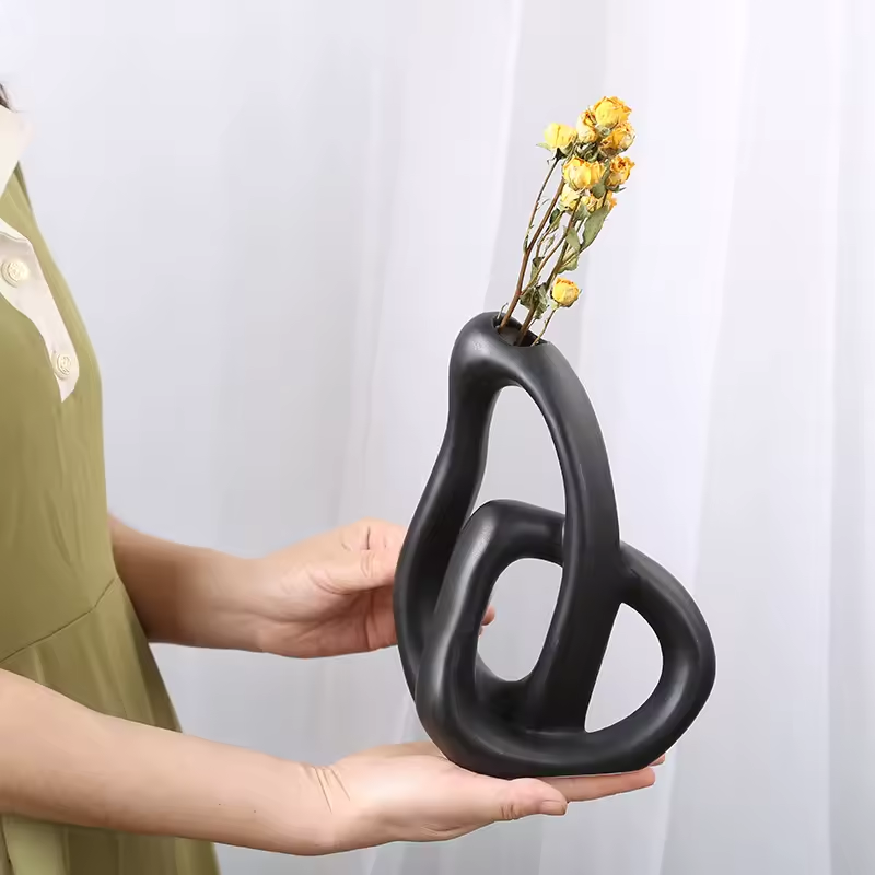 Heart-shaped ceramic vase - modern decorative object for the home