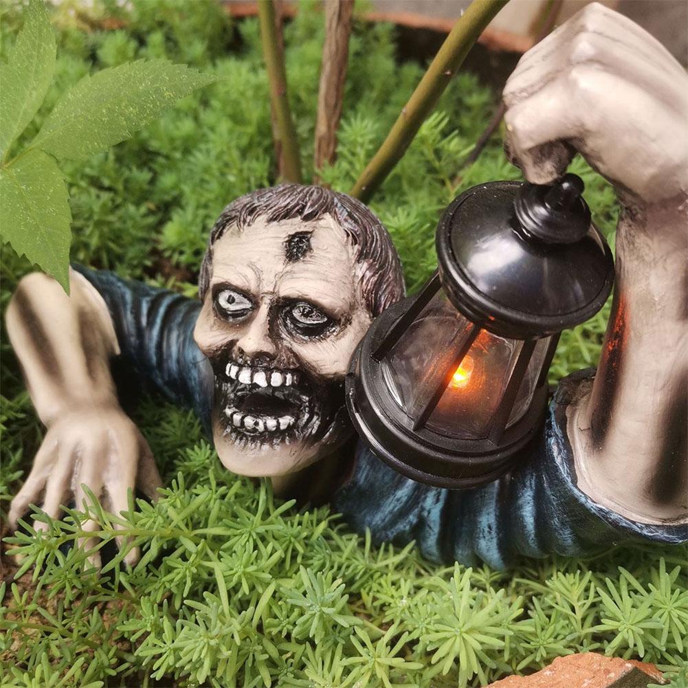 Halloween Zombie Laterne mit LED Beleuchtung – Gruselige Gartendeko aus
