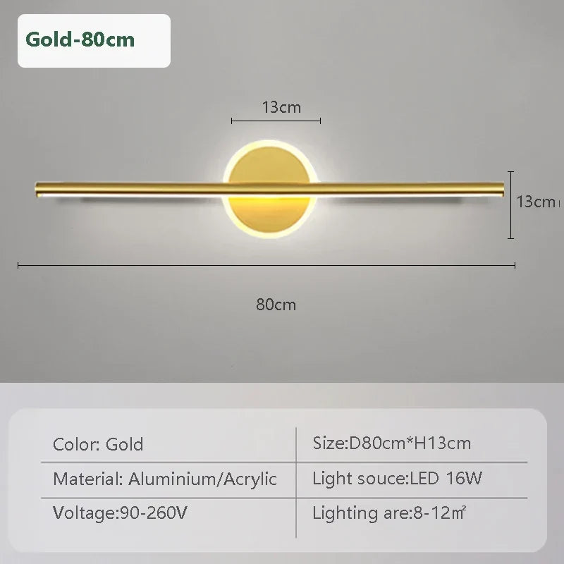 LED Wandleuchte Schwarz Gold – Spiegelleuchte 40/60/80 cm
