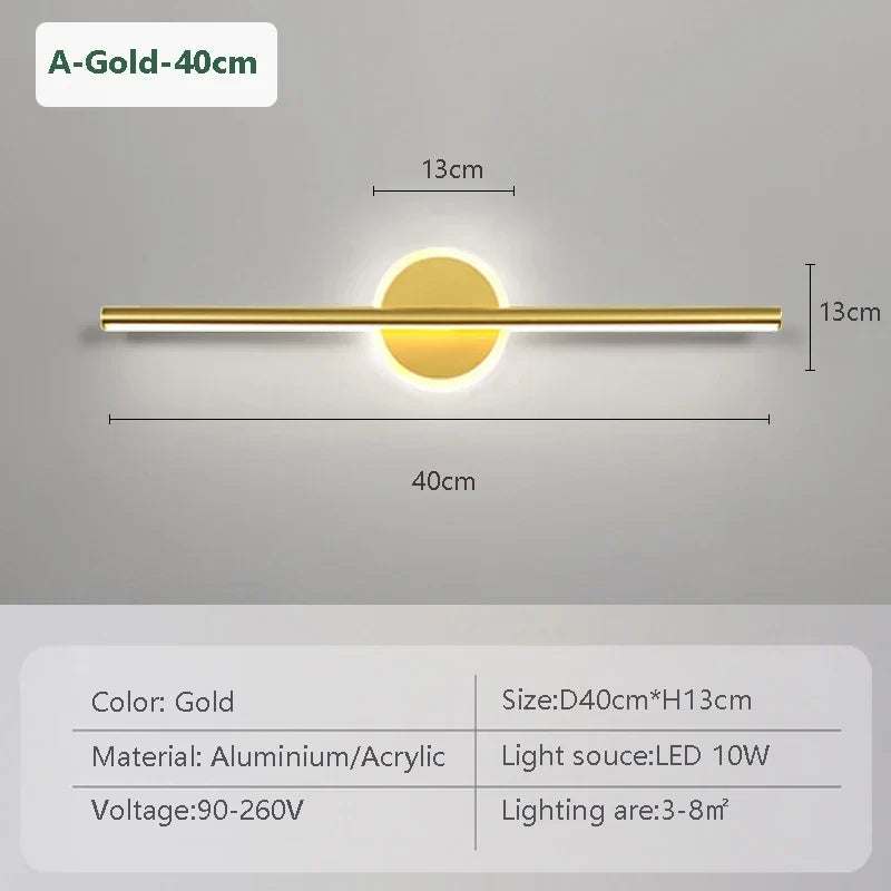 LED Wandleuchte Schwarz Gold – Spiegelleuchte 40/60/80 cm
