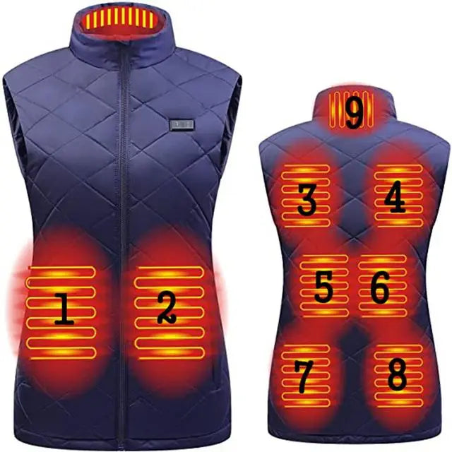 Heated women's vest with USB and infrared technology