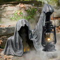 Halloween Grim Reaper Figure with Lantern Made of Resin – Weather-Resistant Garden Decoration