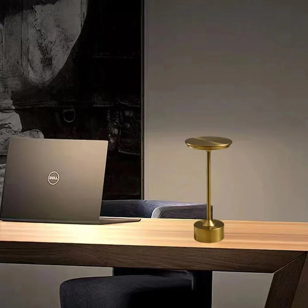Wireless table lamp with warm white LED light for bars and living spaces